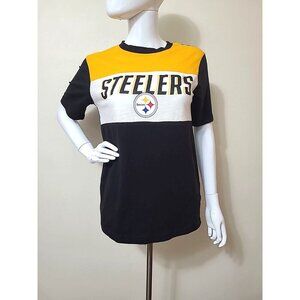 NFL Team Apparel Womens Steelers T Shirt Short Sleeve Size Small Black Yellow